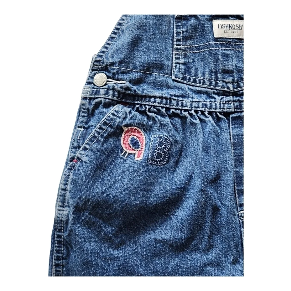 Vintage OshKosh B'gosh 24M Denim Overalls Alphabet Floral Lining 90s